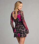 Wild Bloom Mesh Mini Dress
